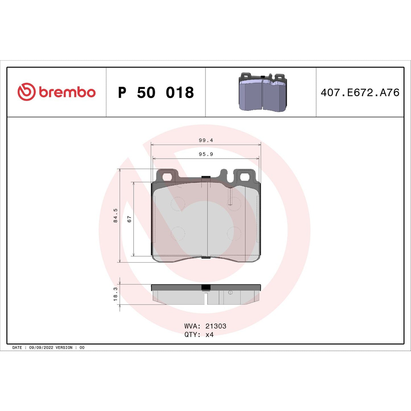 Brembo Disc Brake Pad Set P50018