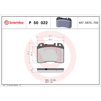 Brembo Disc Brake Pad Set P50022