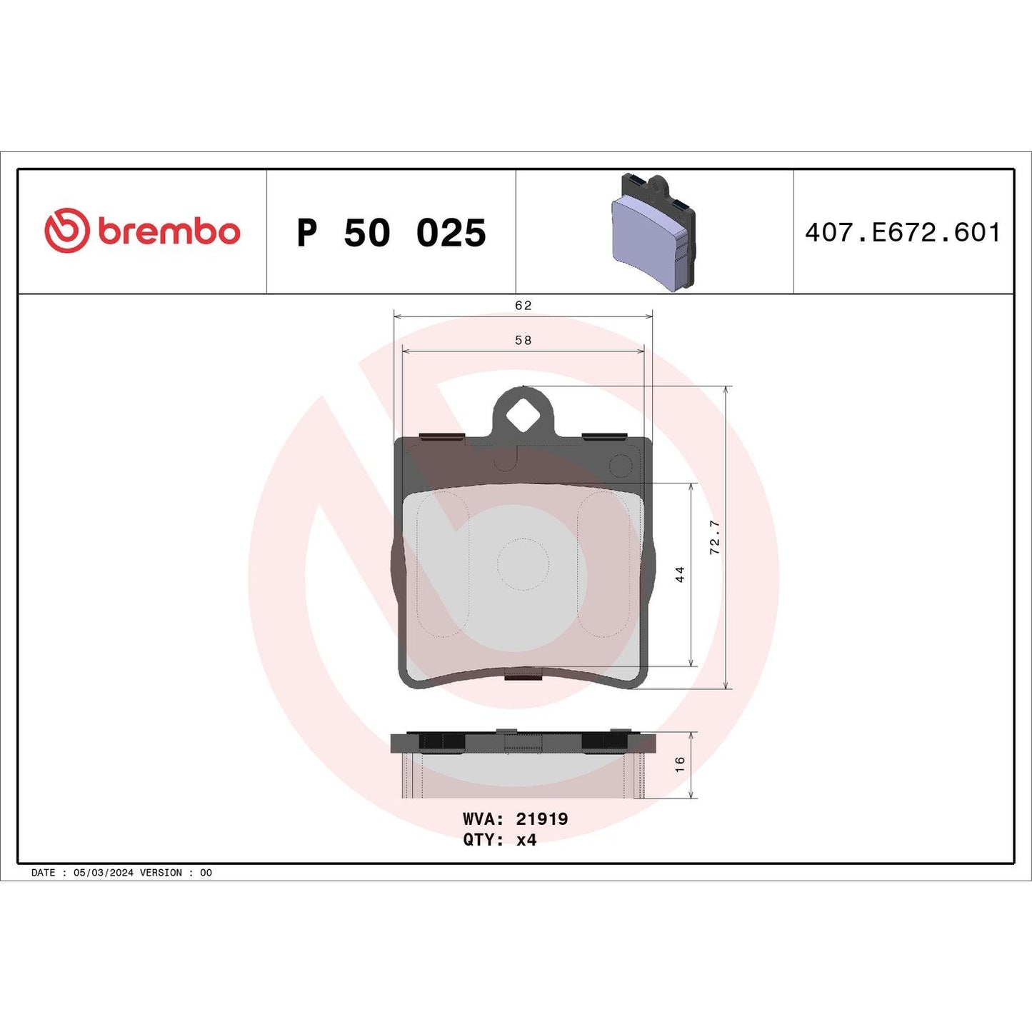 Brembo Disc Brake Pad Set P50025