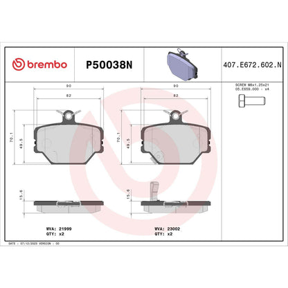 Brembo Disc Brake Pad Set P50038N