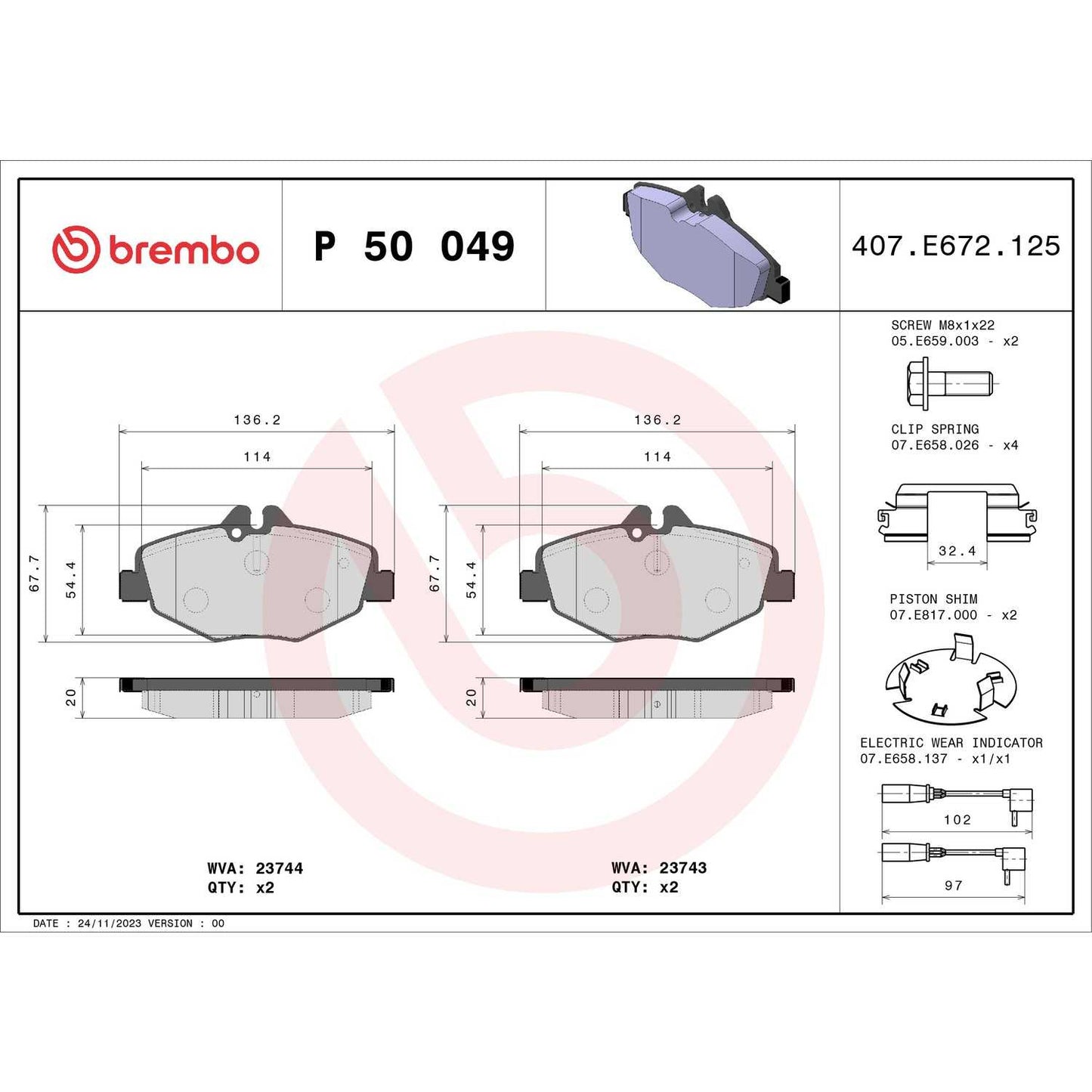 Brembo Disc Brake Pad Set P50049