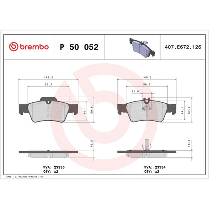 Brembo Disc Brake Pad Set P50052