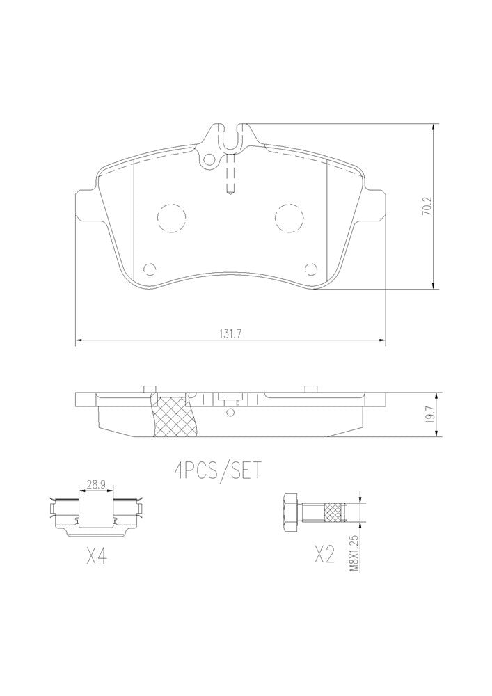 Brembo OE Brembo 2008 Mercedes-Benz B200 Front Premium NAO Ceramic OE Equivalent Pad P50057N