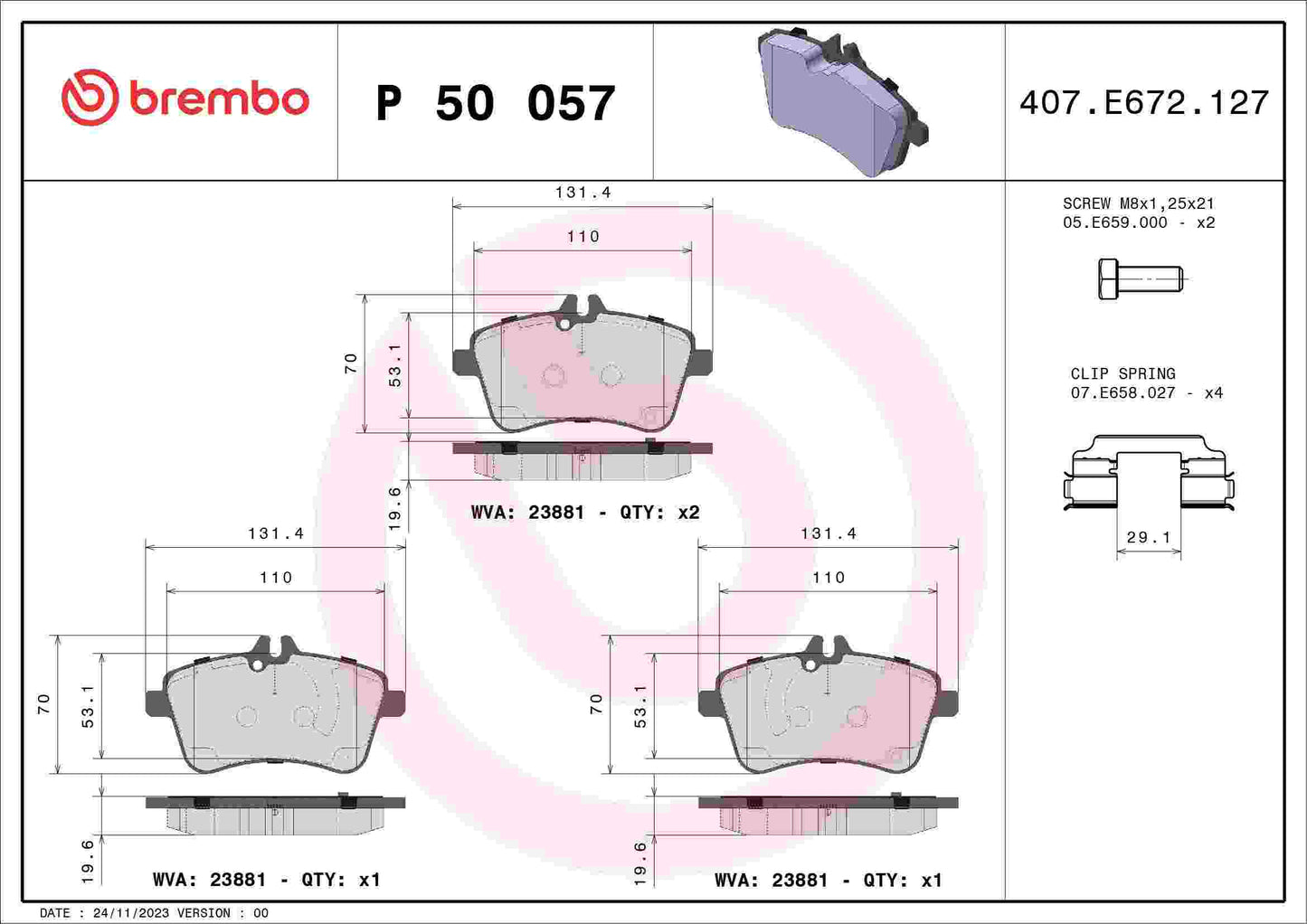 Brembo Disc Brake Pad Set P50057