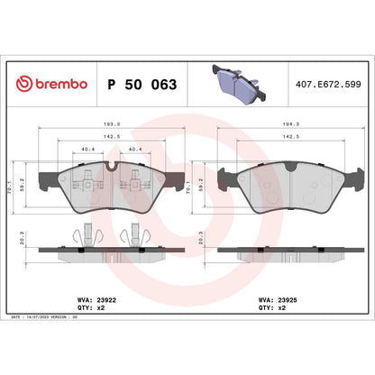 Brembo Disc Brake Pad Set P50063
