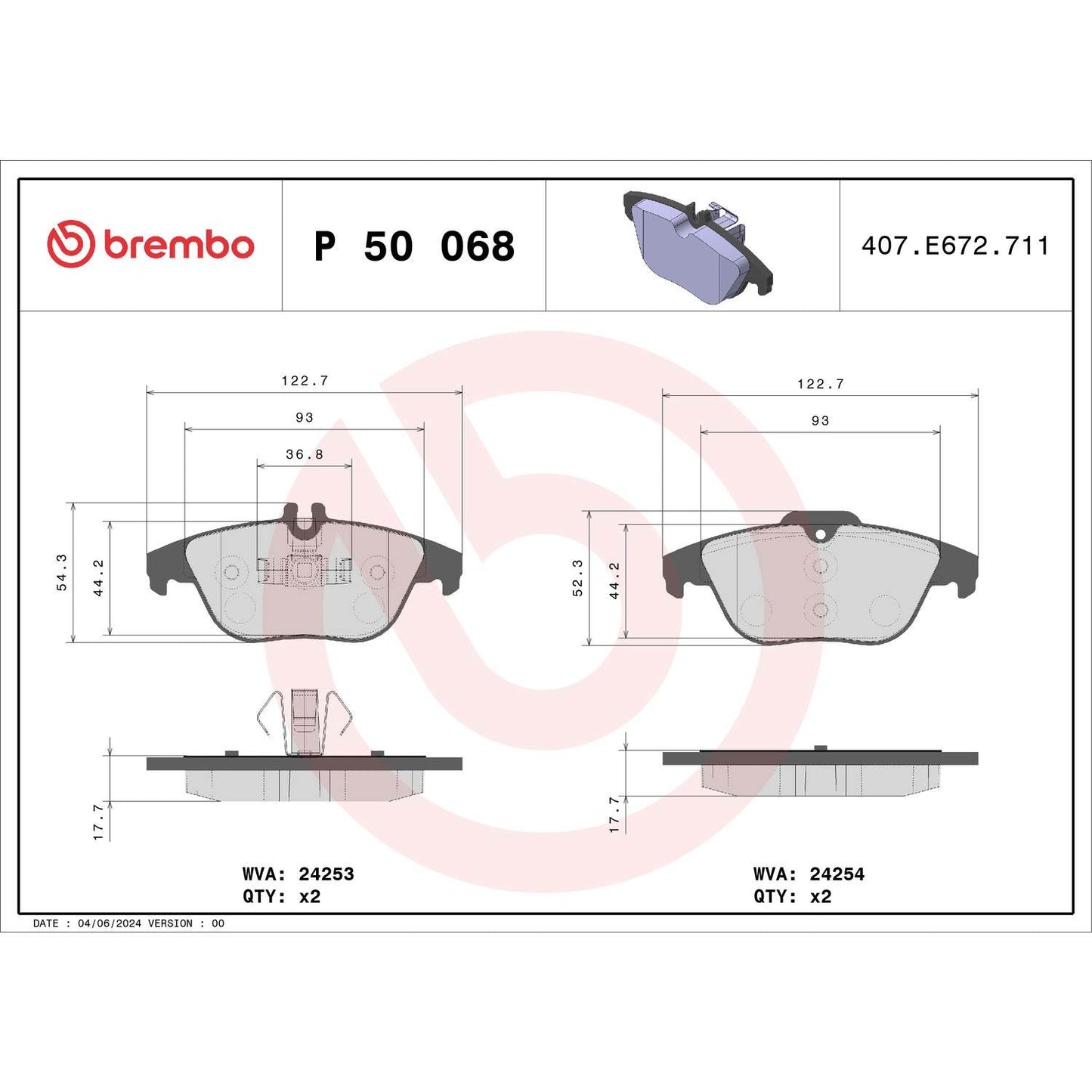 Brembo Disc Brake Pad Set P50068