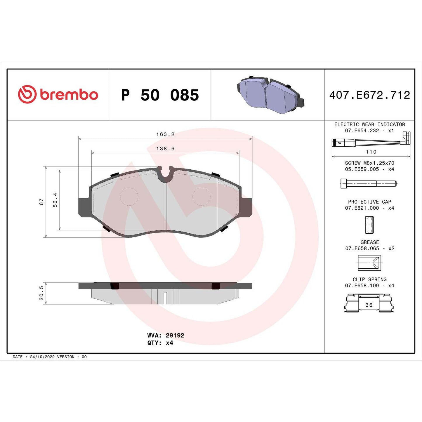 Brembo Disc Brake Pad Set P50085