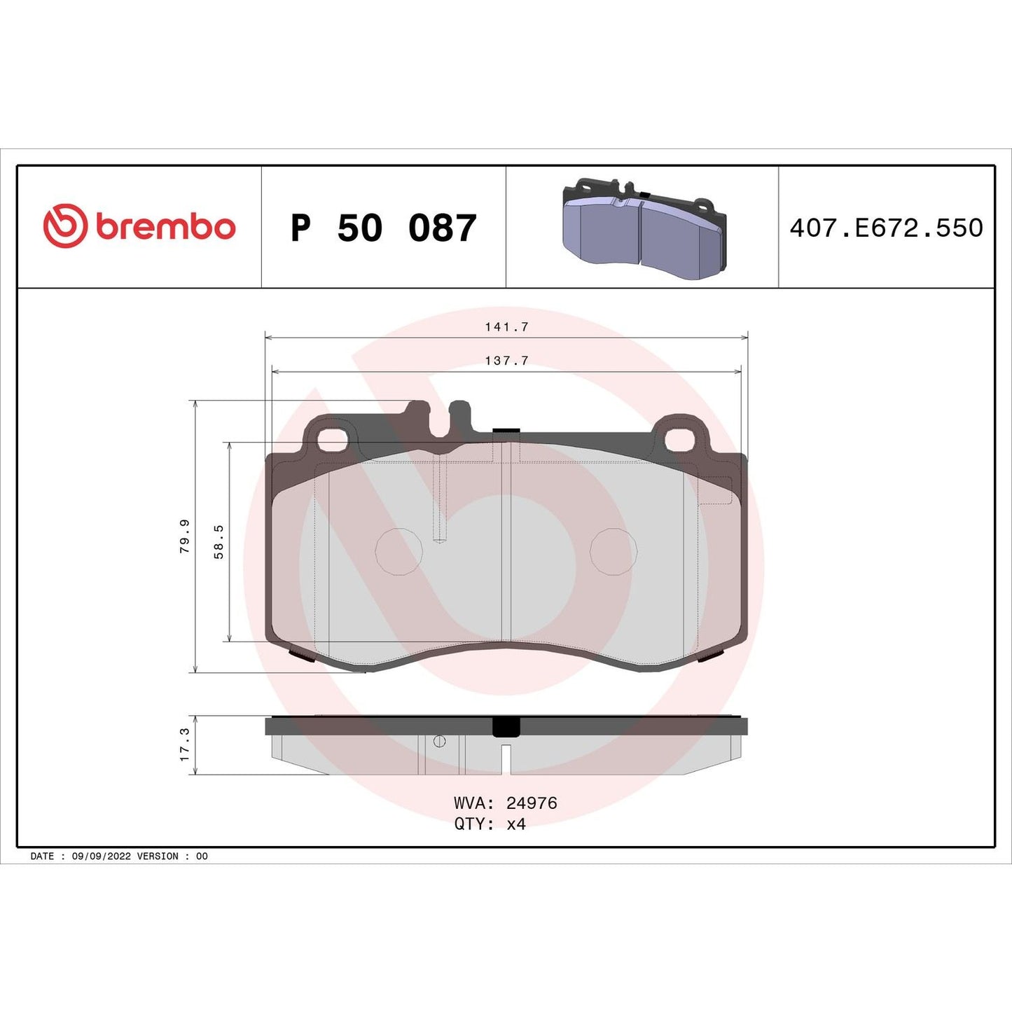 Brembo Disc Brake Pad Set P50087