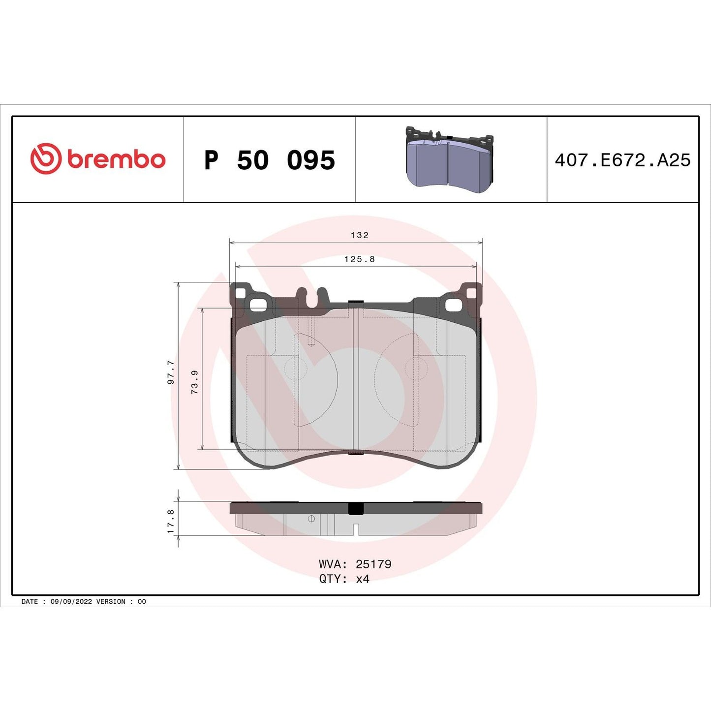Brembo Disc Brake Pad Set P50095