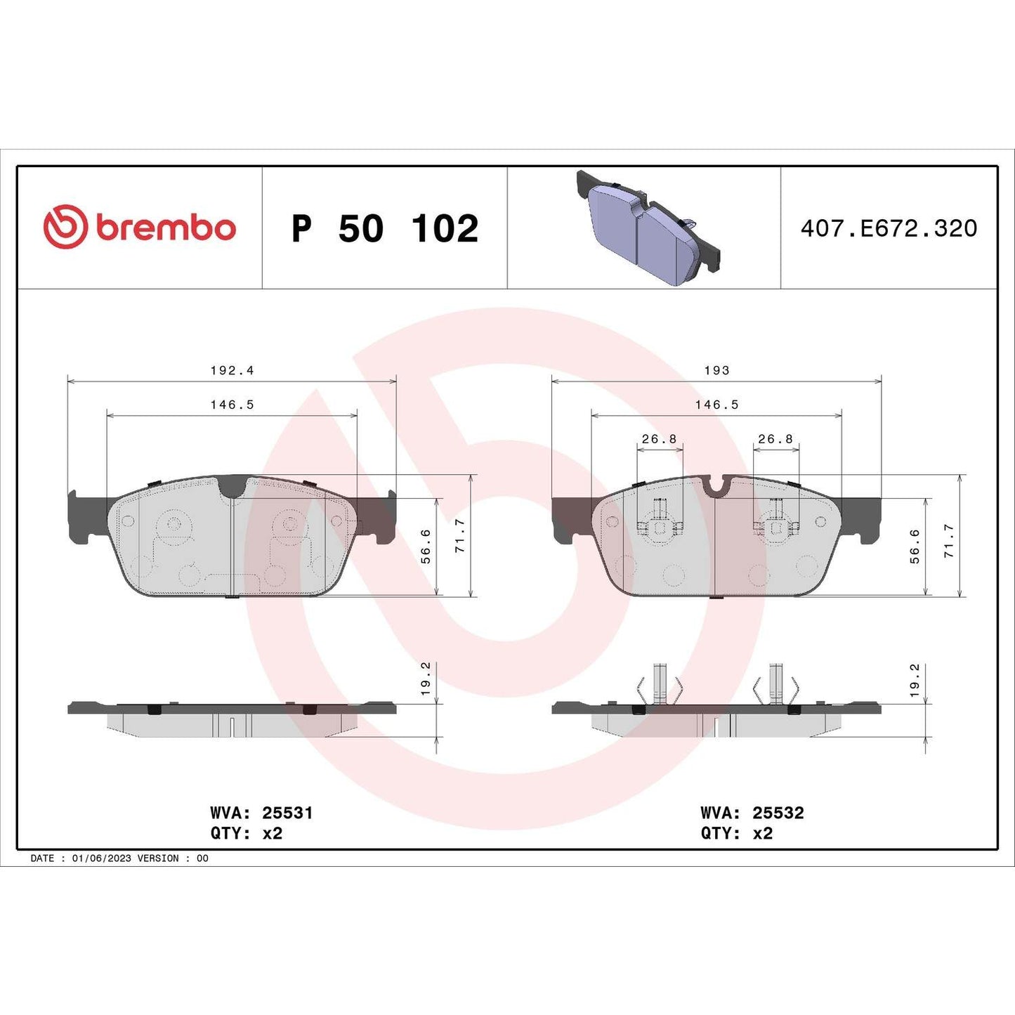 Brembo Disc Brake Pad Set P50102