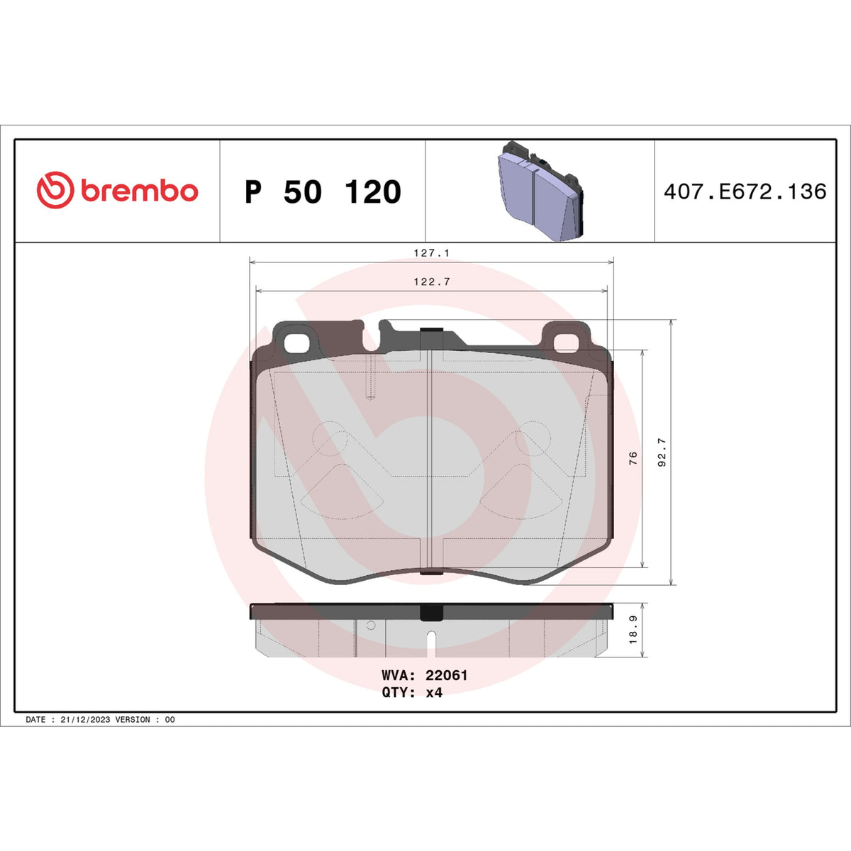 Brembo Disc Brake Pad Set P50120