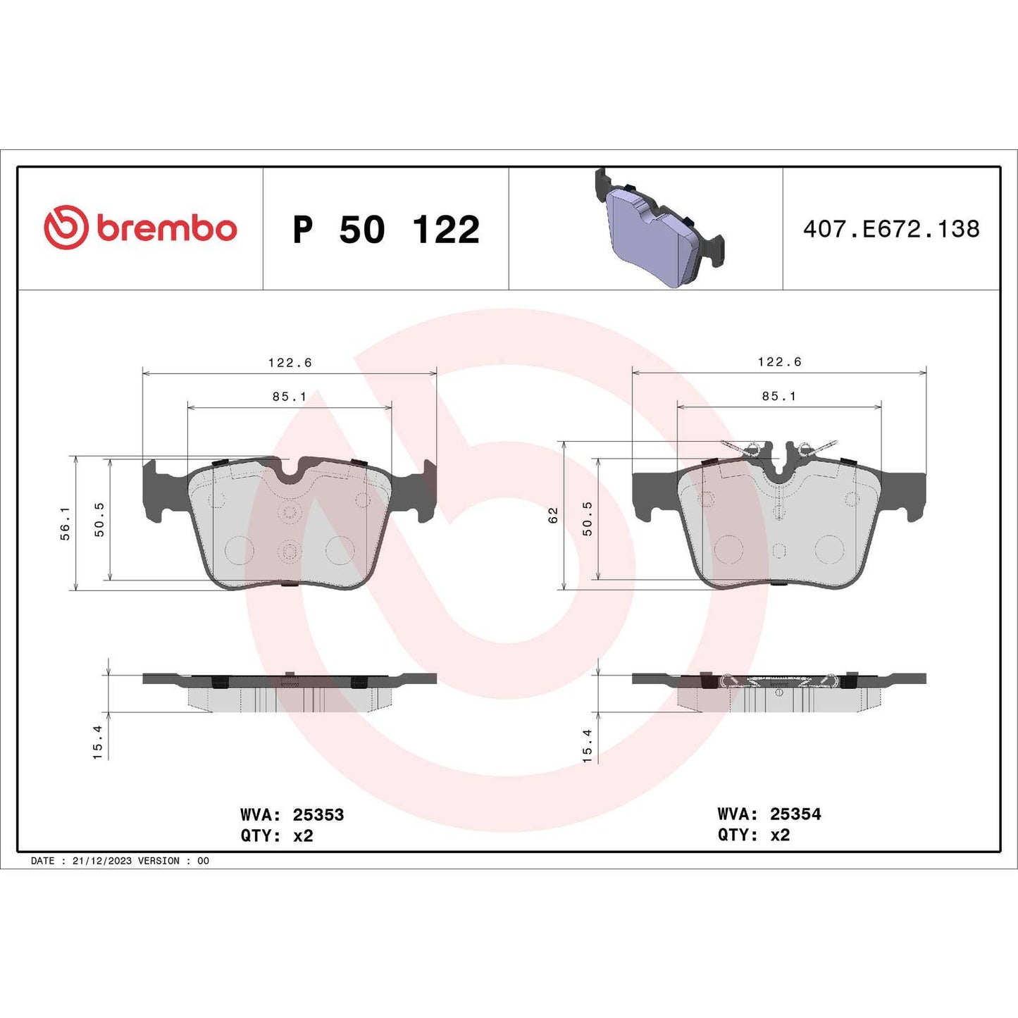 Brembo Disc Brake Pad Set P50122