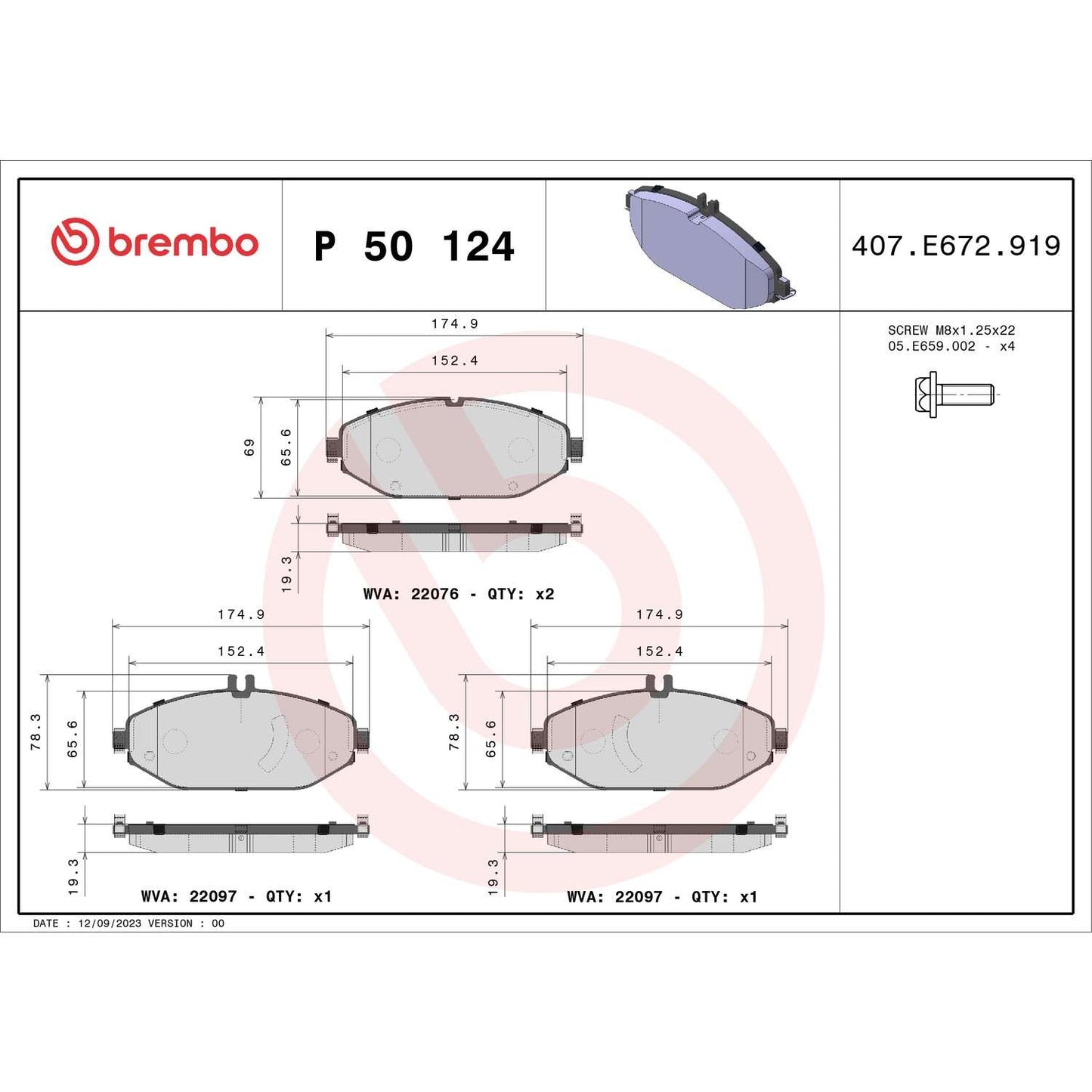Brembo Disc Brake Pad Set P50124