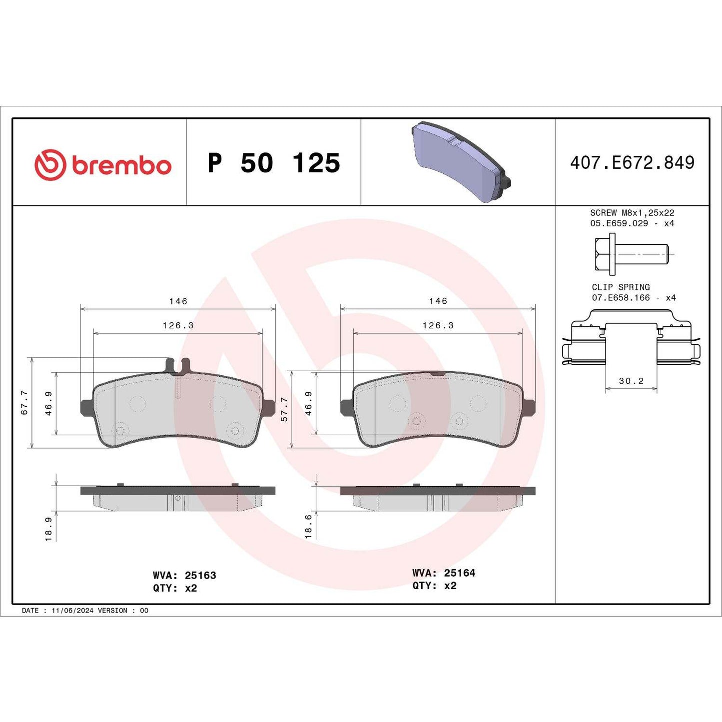 Brembo Disc Brake Pad Set P50125
