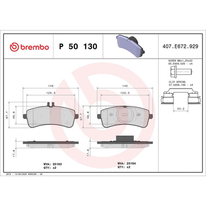 Brembo OE Brembo 2019 Mercedes-Benz AMG GT 63/AMG GT 63 S/14-19 S63 AMG Rear Premium Low-Met OE Equivalent Pad P50130