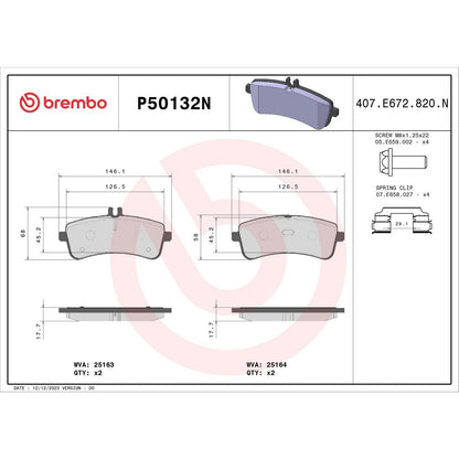 Brembo OE Brembo 13-19 Mercedes-Benz SL63 AMG/13-18 SL65 AMG Rear Premium NAO Ceramic OE Equivalent Pad P50132N