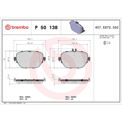 Brembo OE Brembo 2019 Mercedes-Benz AMG GT 53 Premium Low-Met OE Equivalent Pad - Rear P50138