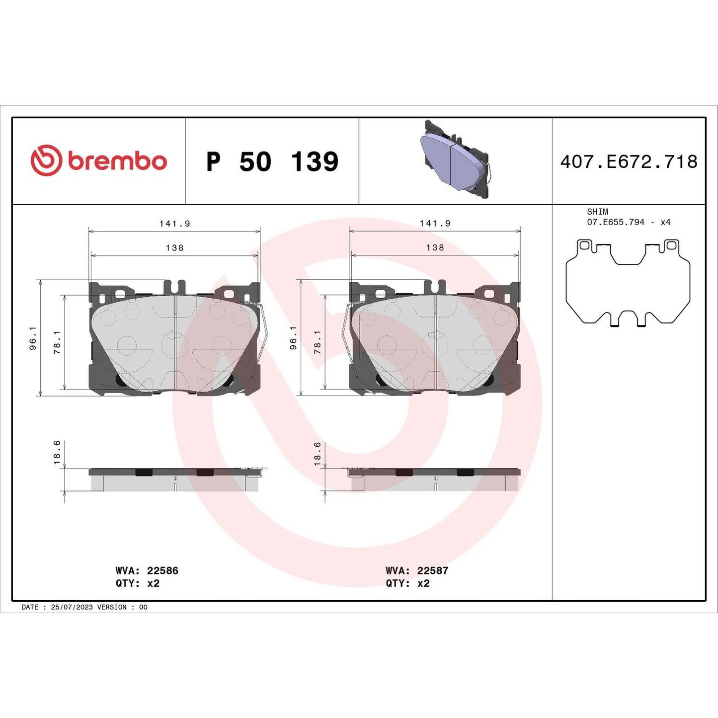 Brembo Disc Brake Pad Set P50139