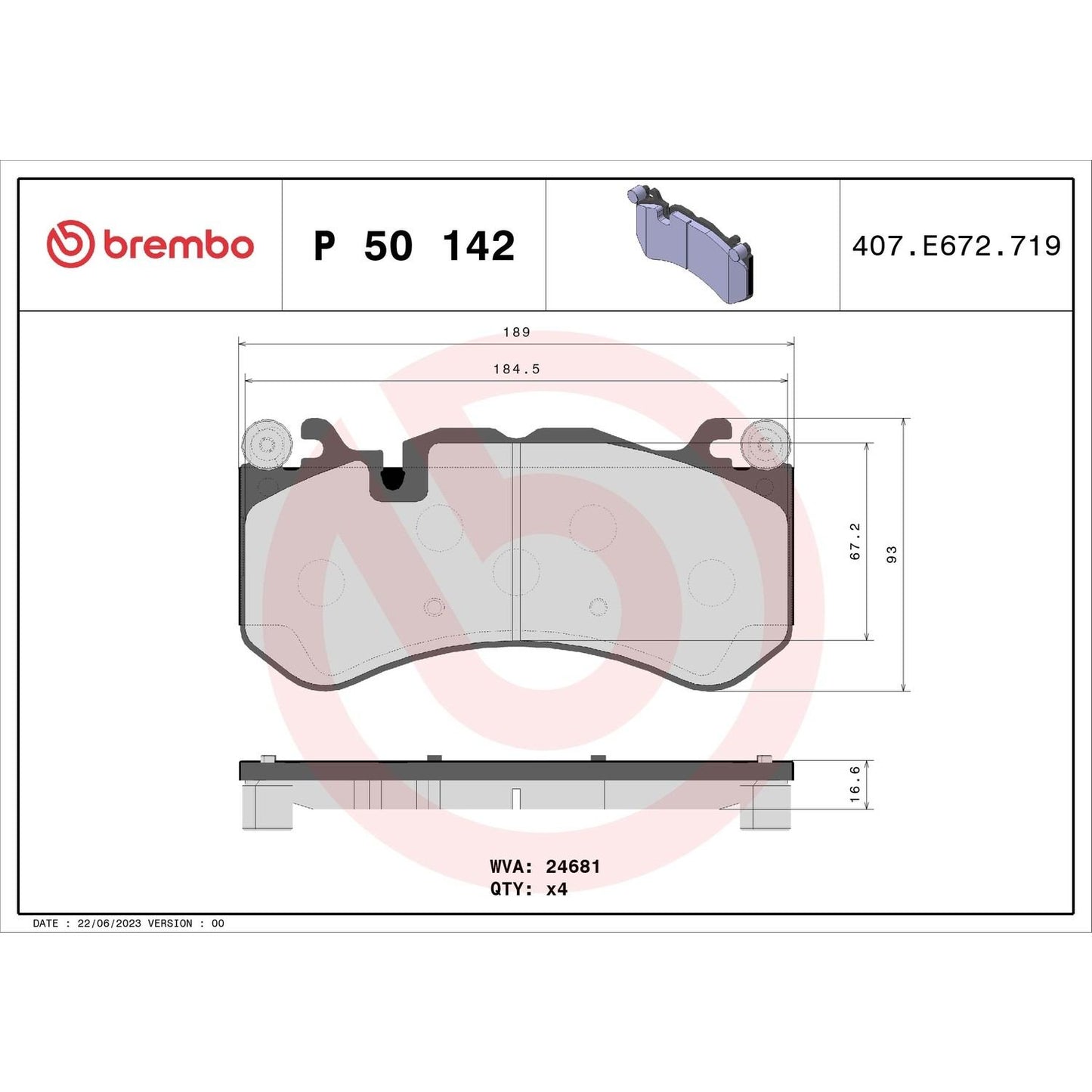 Brembo Disc Brake Pad Set P50142