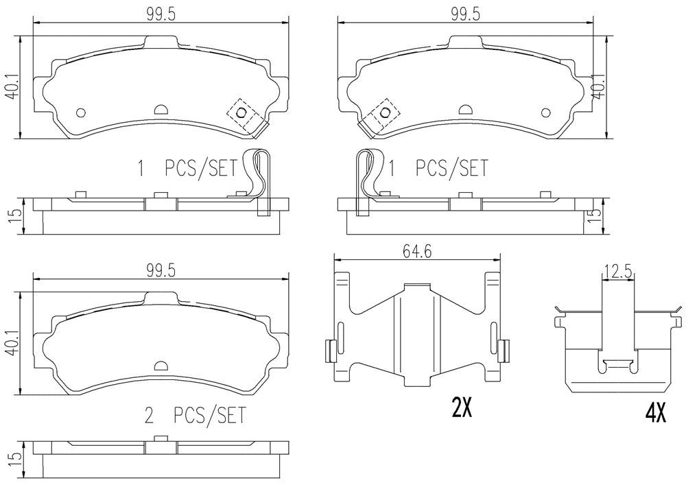 Brembo OE Brembo 95-98 Nissan 200SX/95-99 Sentra Rear Premium NAO Ceramic OE Equivalent Pad P56035N