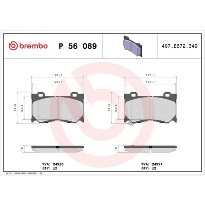Brembo Disc Brake Pad Set P56089