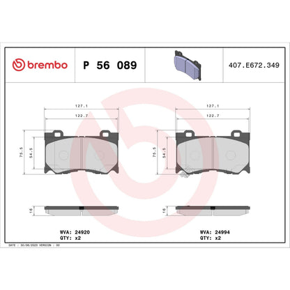 Brembo Disc Brake Pad Set P56089