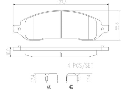 Brembo OE Brembo 04-07 Ford Freestar/Mercury Monterey Front Premium NAO Ceramic OE Equivalent Pad P56092N