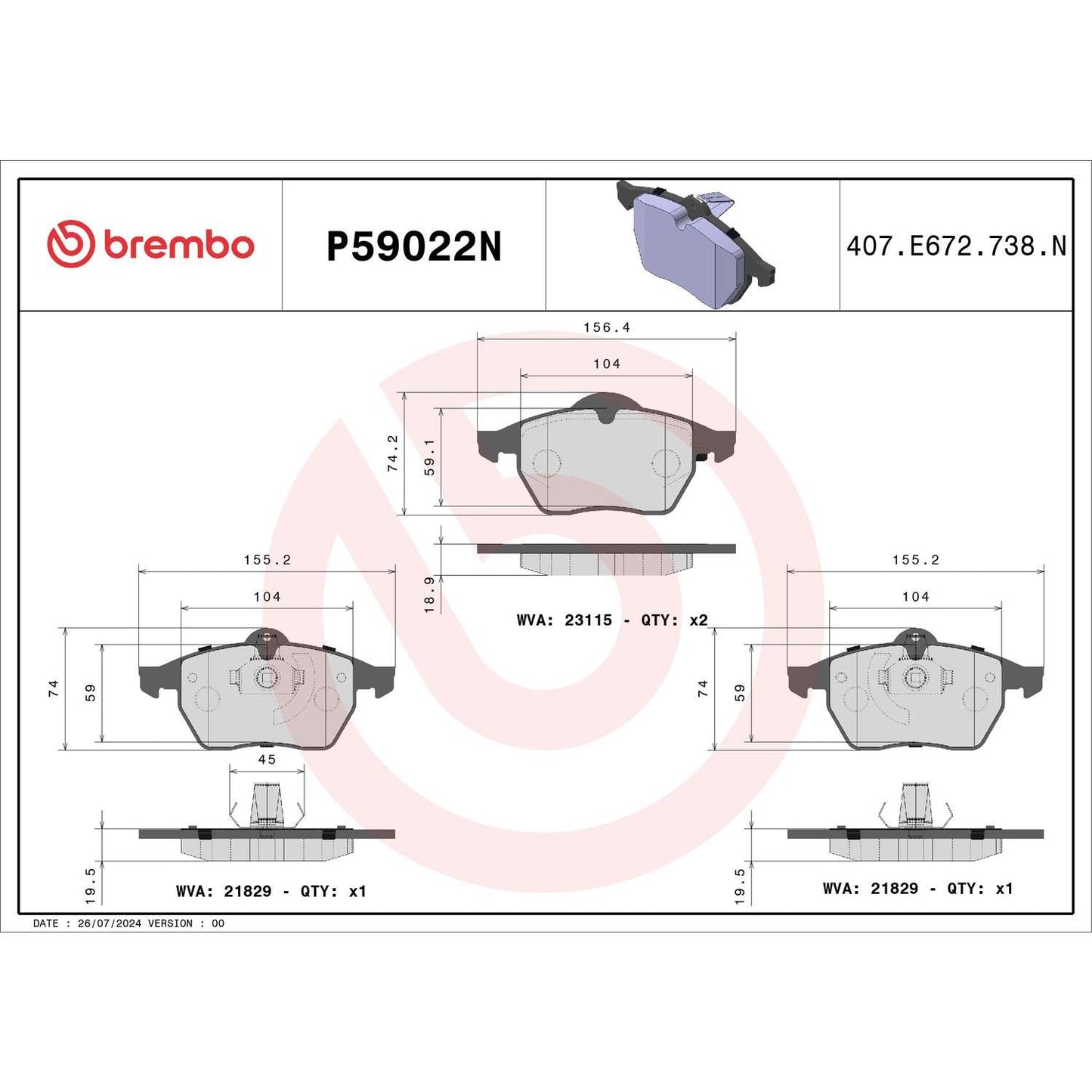 Brembo OE Brembo 1999 Saab 9-5/06-09 9-5/1997 900 Front Premium NAO Ceramic OE Equivalent Pad P59022N