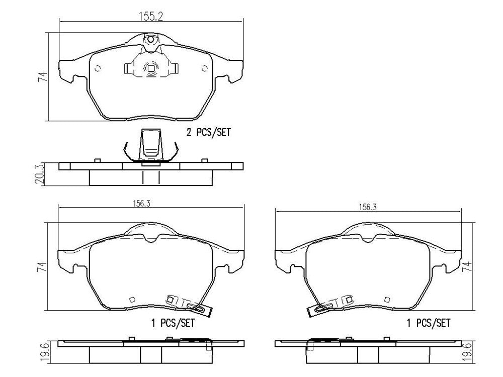 Brembo OE Brembo 1998 Saab 900 Front Premium NAO Ceramic OE Equivalent Pad P59029N
