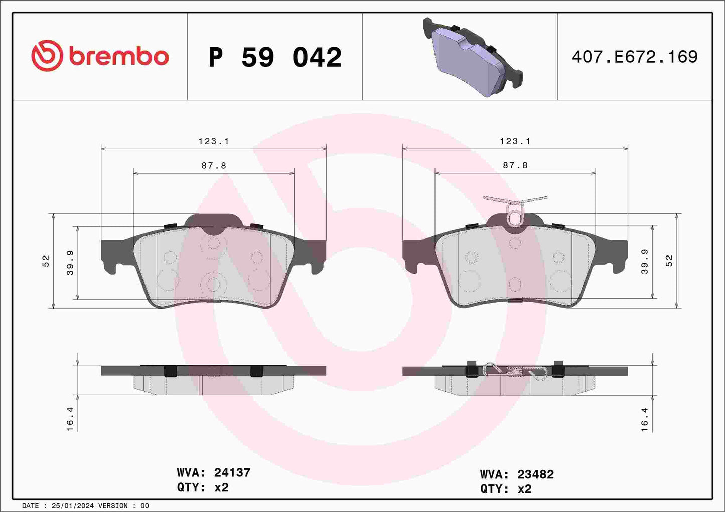Brembo Disc Brake Pad Set P59042