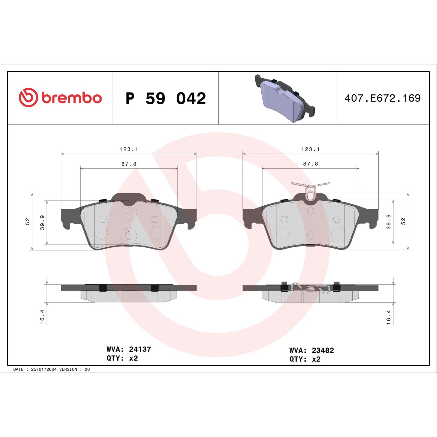 Brembo Disc Brake Pad Set P59042