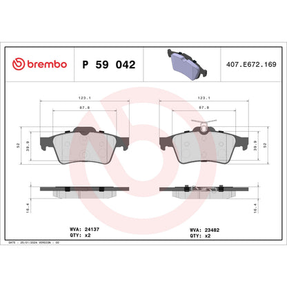 Brembo Disc Brake Pad Set P59042