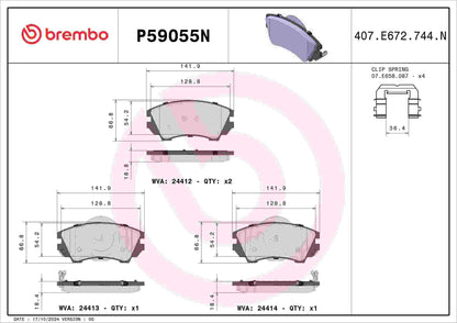 Brembo OE Brembo 14-16 Regal/10-15 Chevy Camaro/11-17 Caprice Front Premium NAO Ceramic OE Equivalent Pad P59055N