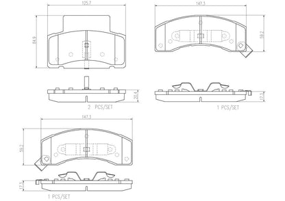 Brembo OE Brembo 90-92 Chevrolet C3500 Premium NAO Ceramic OE Equivalent Pad - Front P59061N
