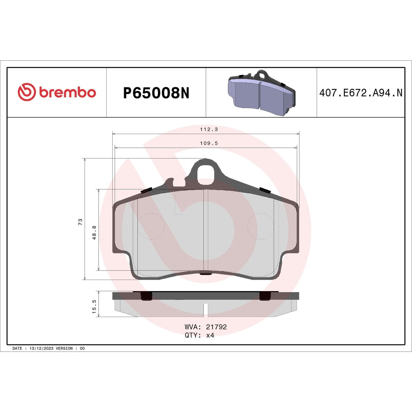 Brembo Disc Brake Pad Set P65008N