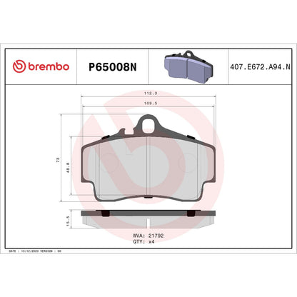 Brembo Disc Brake Pad Set P65008N