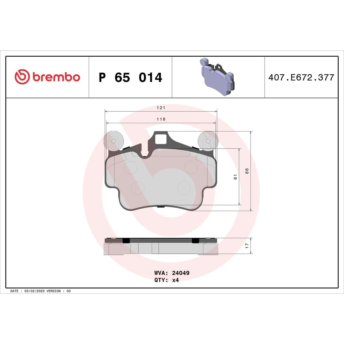 Brembo Disc Brake Pad Set P65014
