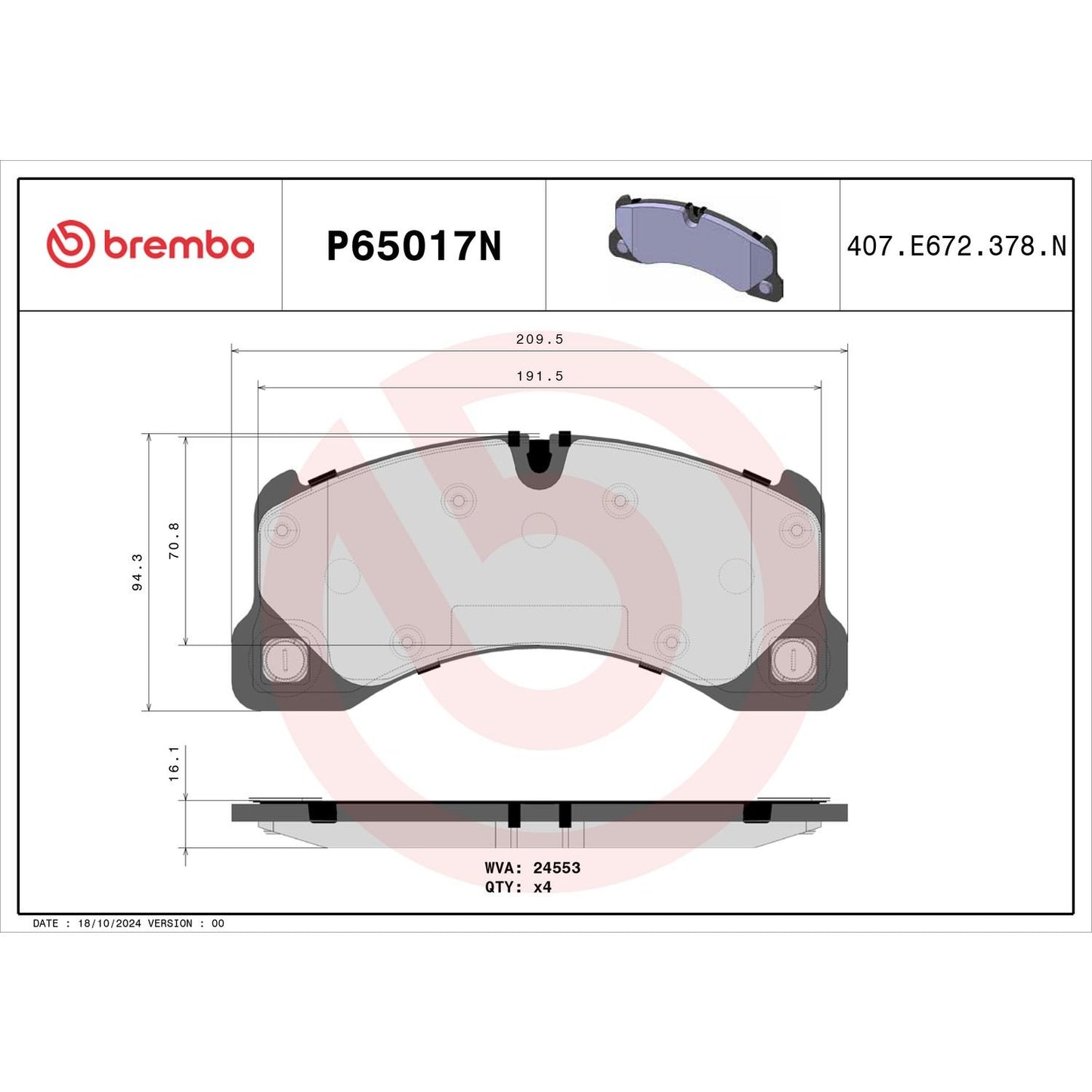 Brembo Disc Brake Pad Set P65017N