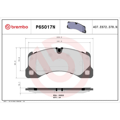 Brembo Disc Brake Pad Set P65017N