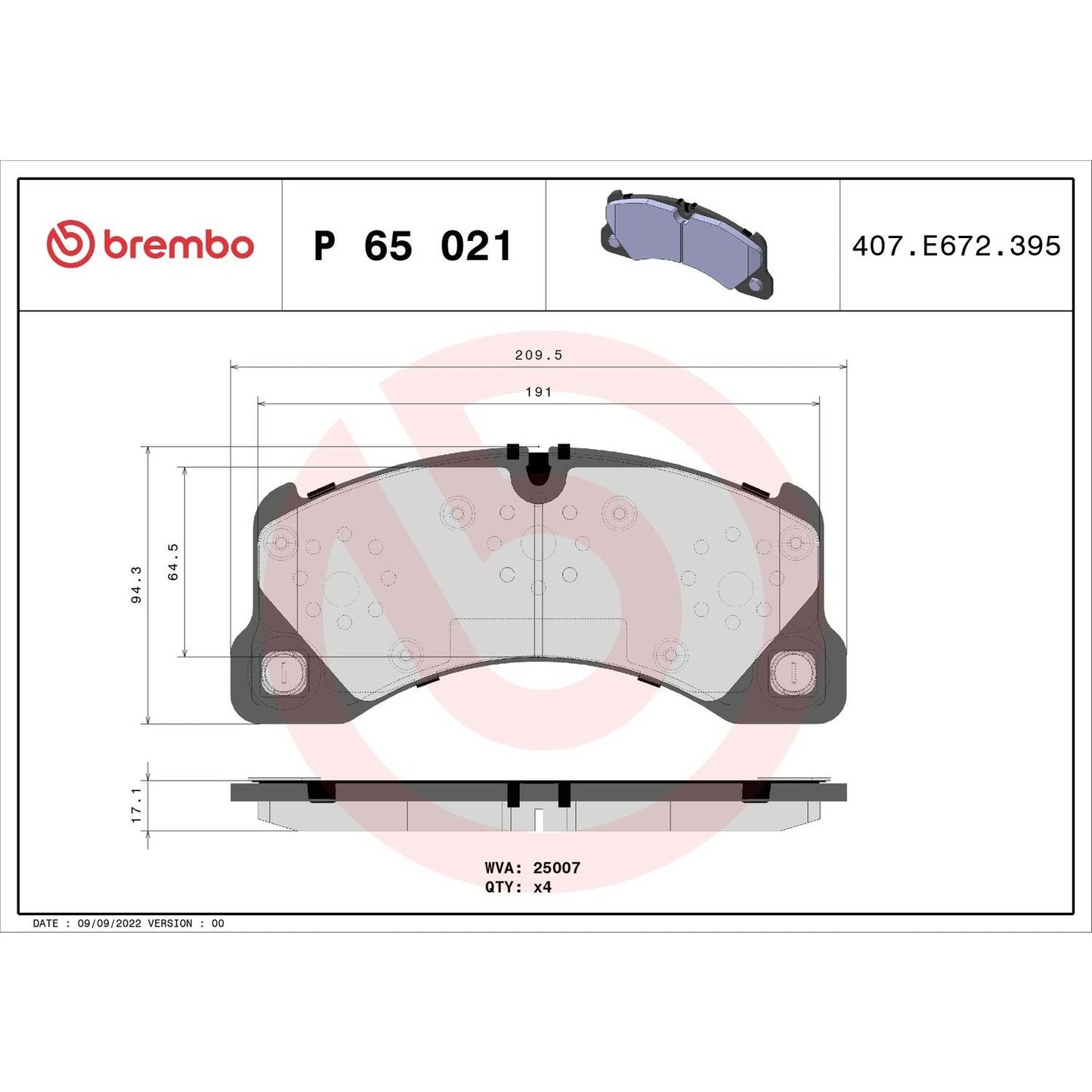 Brembo Disc Brake Pad Set P65021