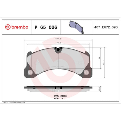 Brembo Disc Brake Pad Set P65026