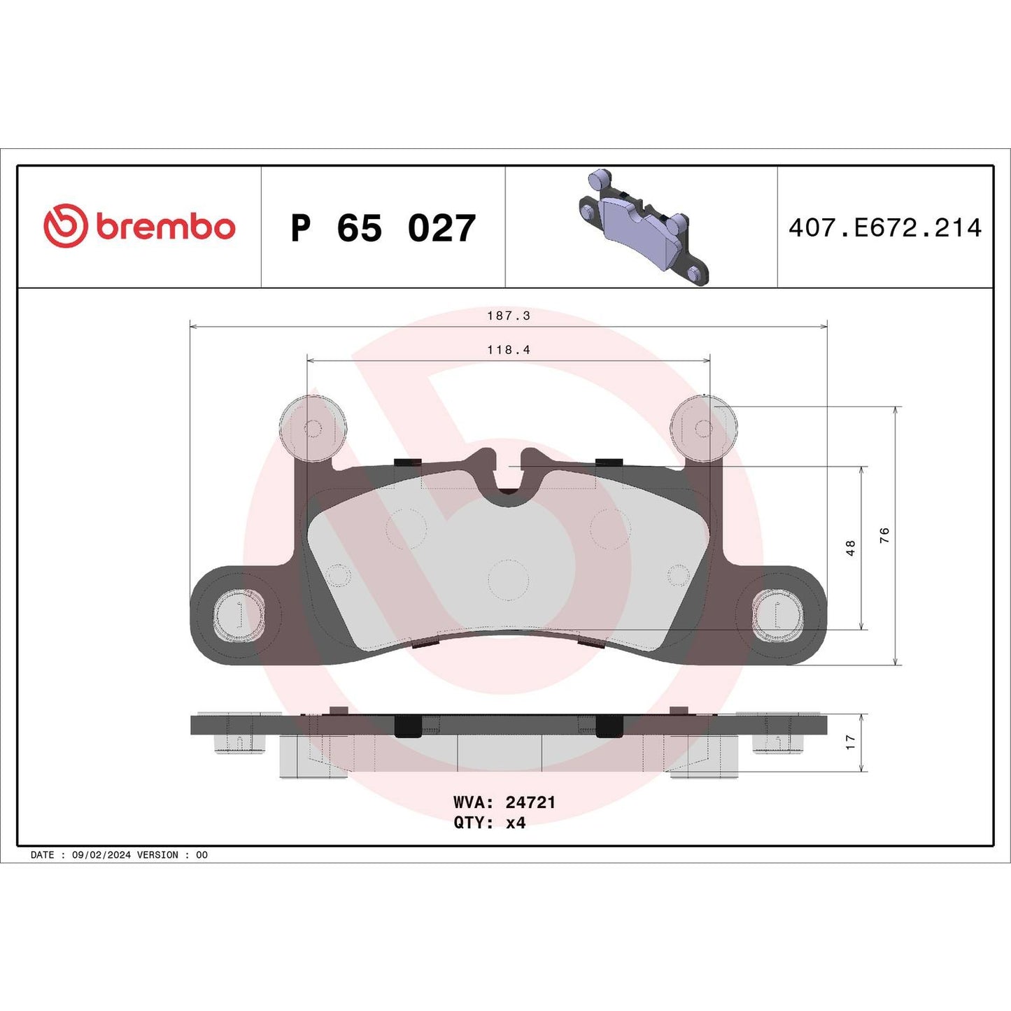 Brembo Disc Brake Pad Set P65027
