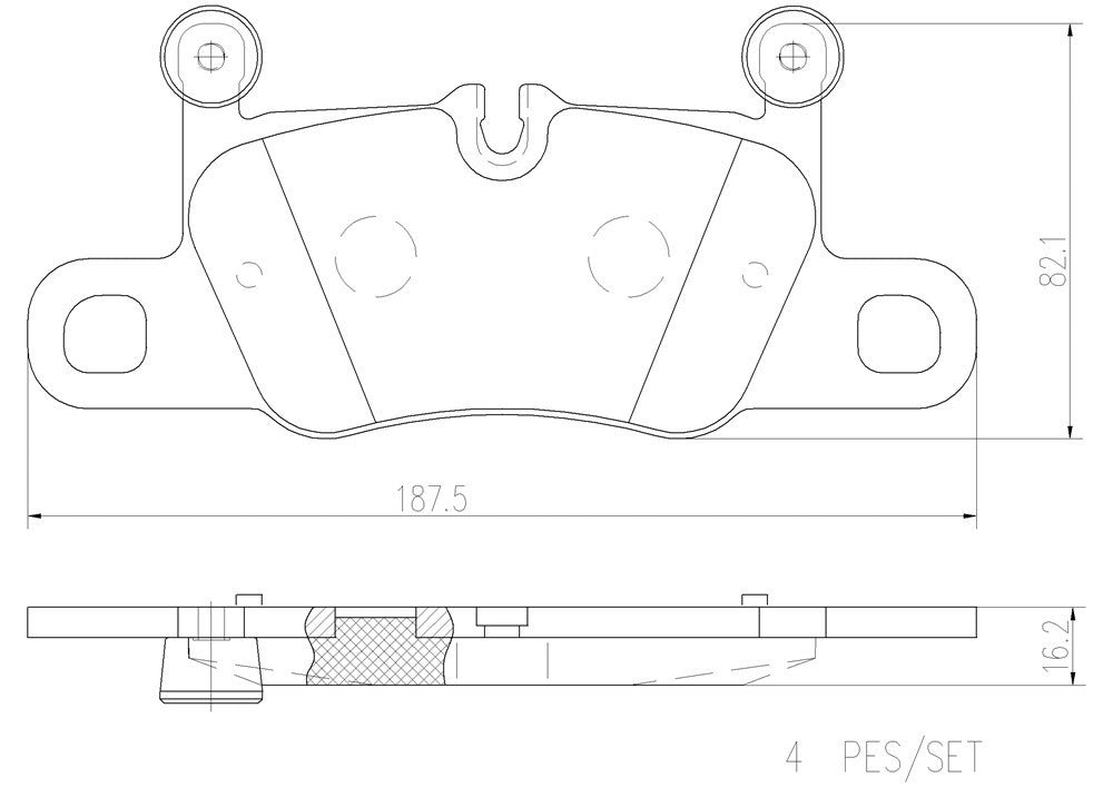 Brembo OE Brembo 12-19 Porsche 911 Rear Premium NAO Ceramic OE Equivalent Pad P65031N