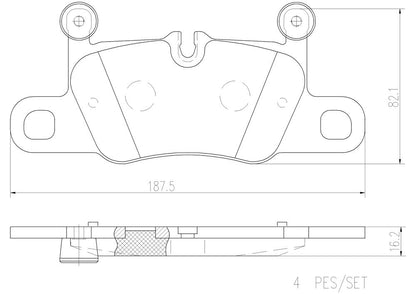 Brembo OE Brembo 12-19 Porsche 911 Rear Premium NAO Ceramic OE Equivalent Pad P65031N