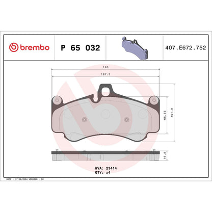 Brembo OE Brembo 01-13 Porsche 911/05-12 Boxster/04-05 Carrera GT Front Premium Low-Met OE Equivalent Pad P65032