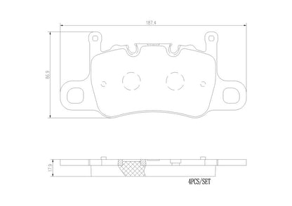 Brembo OE Brembo 2020 Porsche 718 Cayman/2021 718 Spyder/14-19 911 Rear Premium NAO Ceramic OE Equivalent Pad P65037N