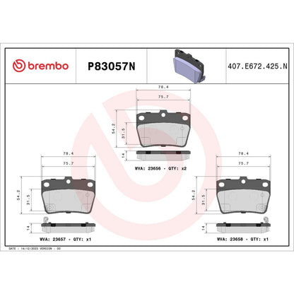 Brembo Disc Brake Pad Set P83057N