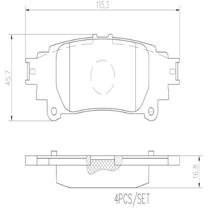 Brembo OE Brembo 16-17 Lexus GS200t Premium NAO Ceramic OE Equivalent Pad - Rear P83132N