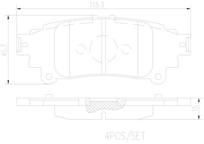 Brembo OE Brembo 14-15 Lexus IS250/IS350/12-17 Toyota Prius V Rear Premium NAO Ceramic OE Equivalent Pad P83153N