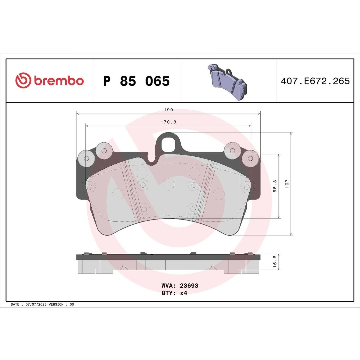 Brembo Disc Brake Pad Set P85065